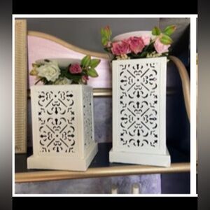 Vintage metal ornate shabby chic candle holders